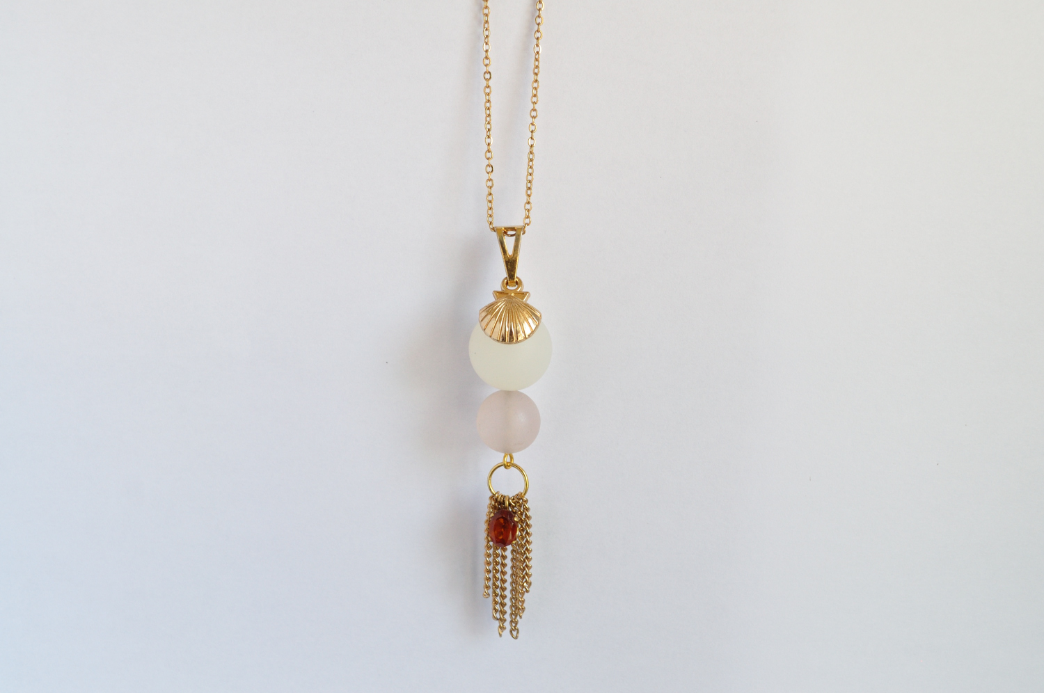 fine, gold-plated Art Deco style necklace in white, rose and orange